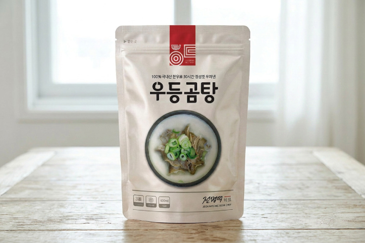 곰탕 로고 포장지 디자인